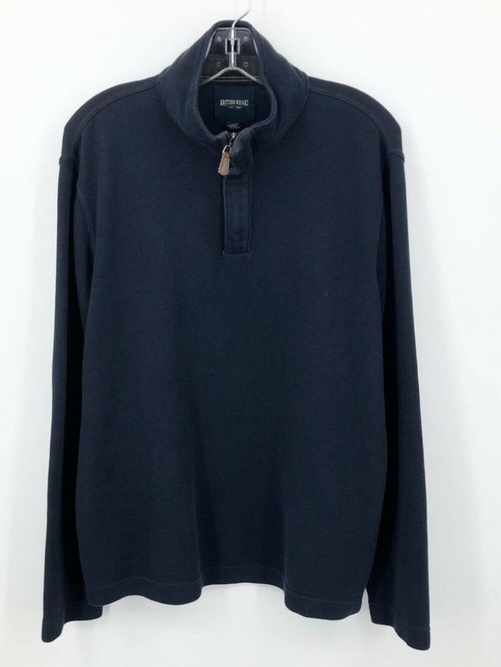British Khaki 1/4 Zip Sweater Knit Pullover Navy Blue XL